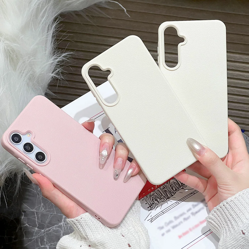 Matte Solid Color Leather Shockproof Phone Case - Soft Protective Cover