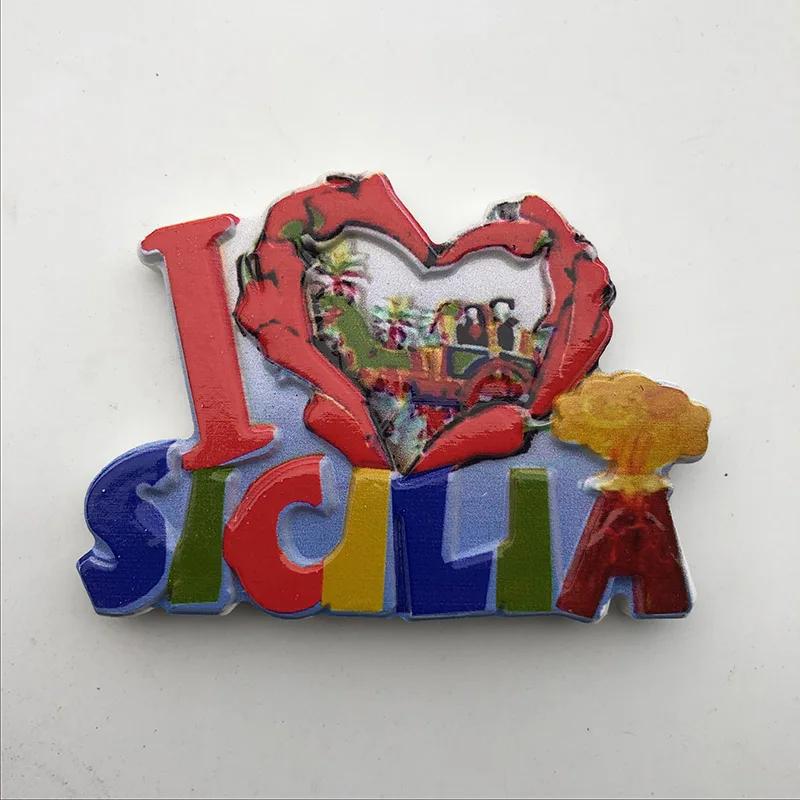 

Fridge magnet Sicily landmark resin decoration refrigerator stickers handicrafts travel souvenir message stickers