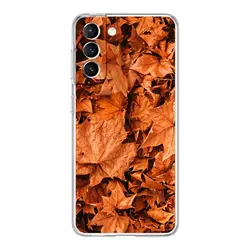 Custodia per telefono trasparente con design di foglie d'acero in autunno