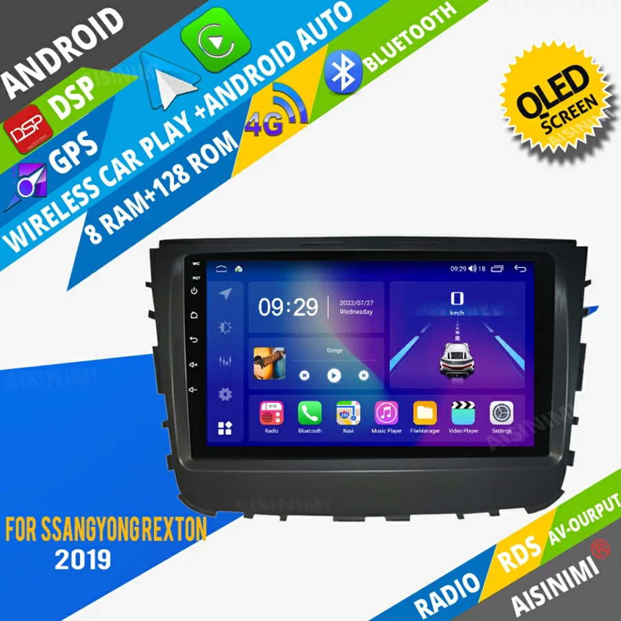 

AISINIMI автомобильный dvd-плеер на основе Android навигация для SsangYong Rexton 2019 Автомагнитола автомобильная аудиосистема Gps мультимедийный стерео монитор