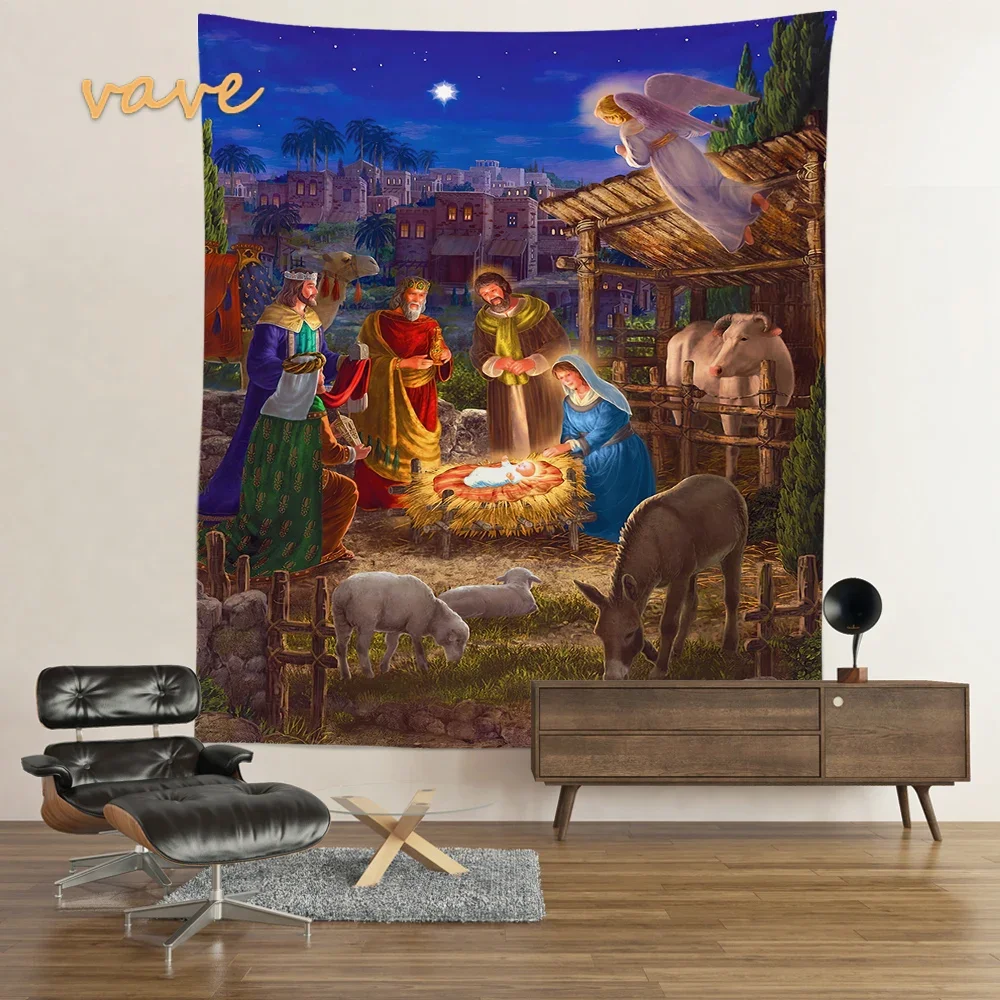 Christmas Decoration Tapestry Nativity Scene Wall Hanging Jesus Angel Easter Christ Room Decor Large Fabric Tapestry Aesthetic tapestry decor