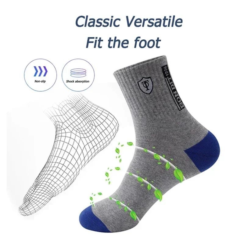 Sports Socks 10pairs Breathable Cotton for Men Bamboo Fiber Autumn Winter Sweat Absorption Deodorant Business