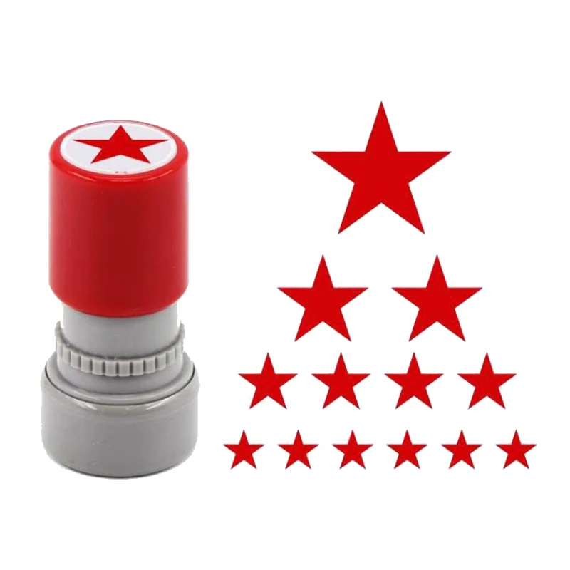 1PC School Teachers Family Use Red Five-pointed Star Stamp Encourage Children Teaching Award Stamp Automatic Ink self ink stamps