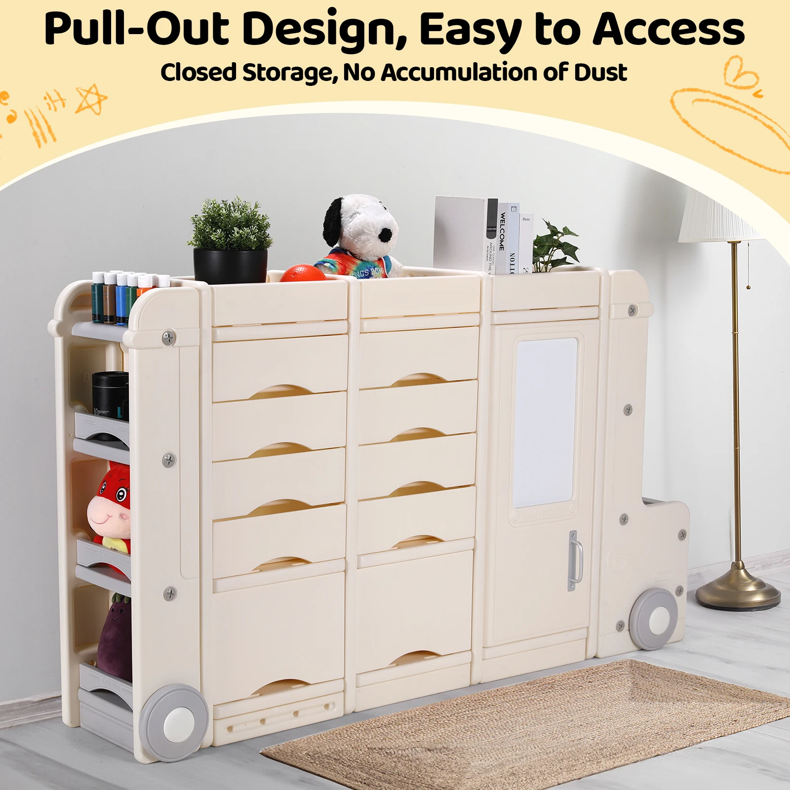 AOOU Kids Toy Organizers and Storage Bins, Multi-Layer Storage Cabinet Organizer, Multipurpose Bookshelf and Toy Box 3