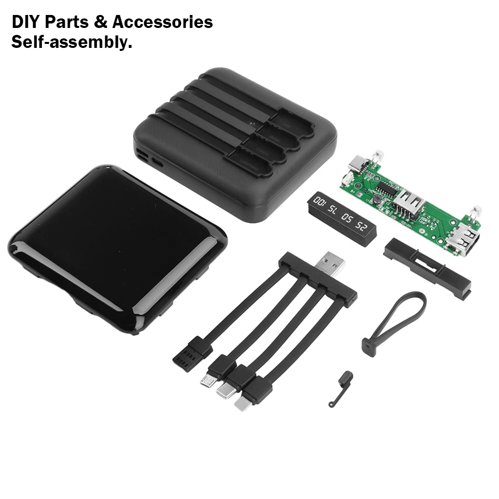 Portable DIY Power Case with LCD Display & 4 Charging Ports (3-Pack)