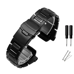 Premium Stainless Steel Watchband Bracelet Strap with Chain Tools (Black)