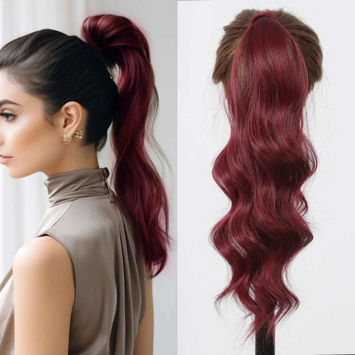 Fake Hair Extensions Female Synthetic Wig Ponytail Multi-color Option Daily Wear High Temperature Resistance Not Easily Knotted