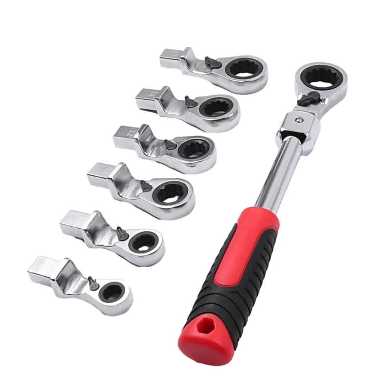 

Ratcheting Wrench Set, Quick Change Flexs-Head Wrench Set,Combination Wrench Set with Metric 8-19mm Head for Car Repair