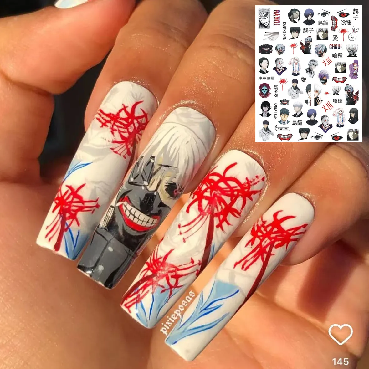 TSC-123-338 Anime Big Eyes Tokyo Ghoul 3d Nail Art Sticker Nail Deco Slider TSC-301
