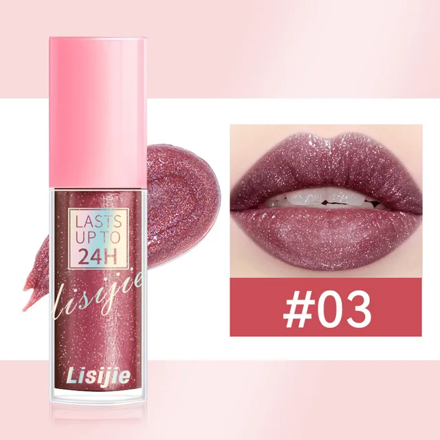 Diamonds Glitter Lip Gloss Lasting Waterproof Liquid Lipstick Pearl Shining Lip Color Sparkling Lip Makeup Lasts Up To 24H