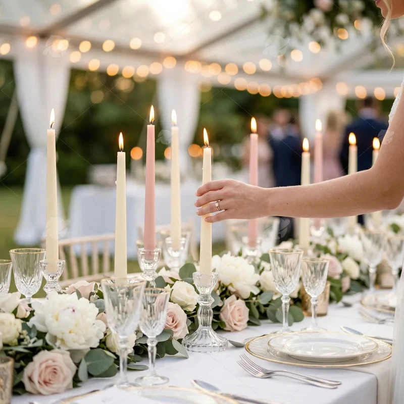 Premium Taper Candles - 10" Dripless Long Wax Candles for Wedding & Home Decor Sd1b0f58e3e7041078da8726119e06135h