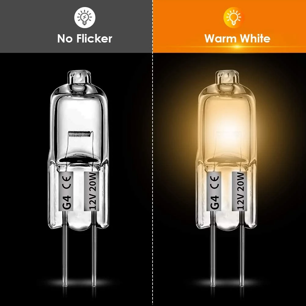 40PCS G4 12V 20W Halogen Lamp G4 12V Bulb Inserted Beads Crystal Lamp Halogen Bulb 20W Bulbs