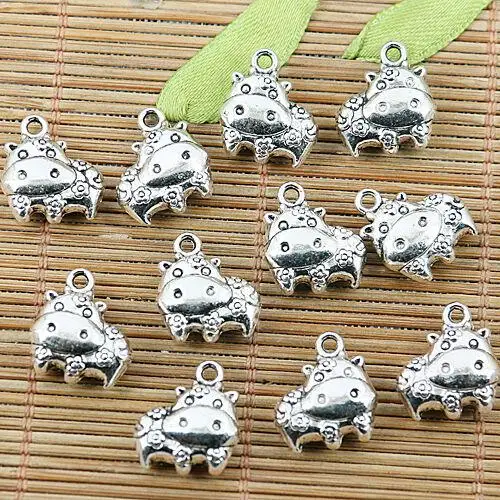 

20pcs 16*14mm hole 1.7mm tibetan silver color flowers animal charms EF2437