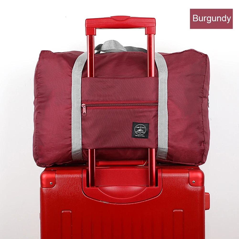 Nylon Travel Duffels Waterproof Foldable Larger Finishing Bag Large-capacity Lightweight Solid Color for Women Men for Traveling