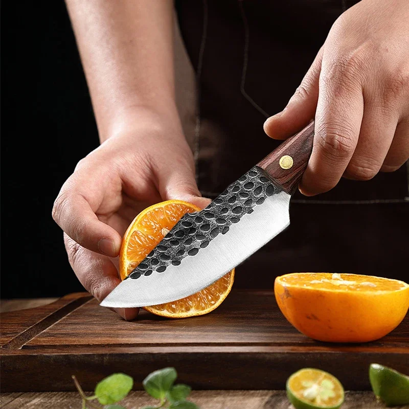 Kitchen Knife Meat Boning Knife Hand Forged Sharp Slaughtering Cutter Steel Knives with Sheath For Outdoor Fishing BBQ