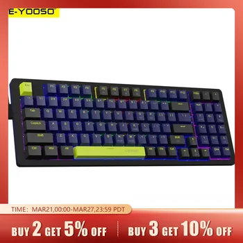 E-YOOSO USB 기계식 게이밍 키보드, 유선 흑백 백라이트 94 키, 러시아어, 브라질, 포르투갈어, 컴퓨터 노트북 PC용, Z94
