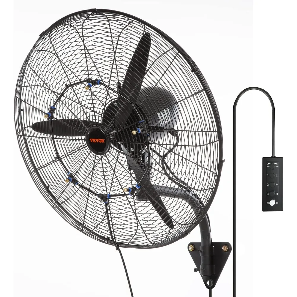 

24 Inch 3-Speed 7000 CFM Black Waterproof Wall Mount Oscillating Fan