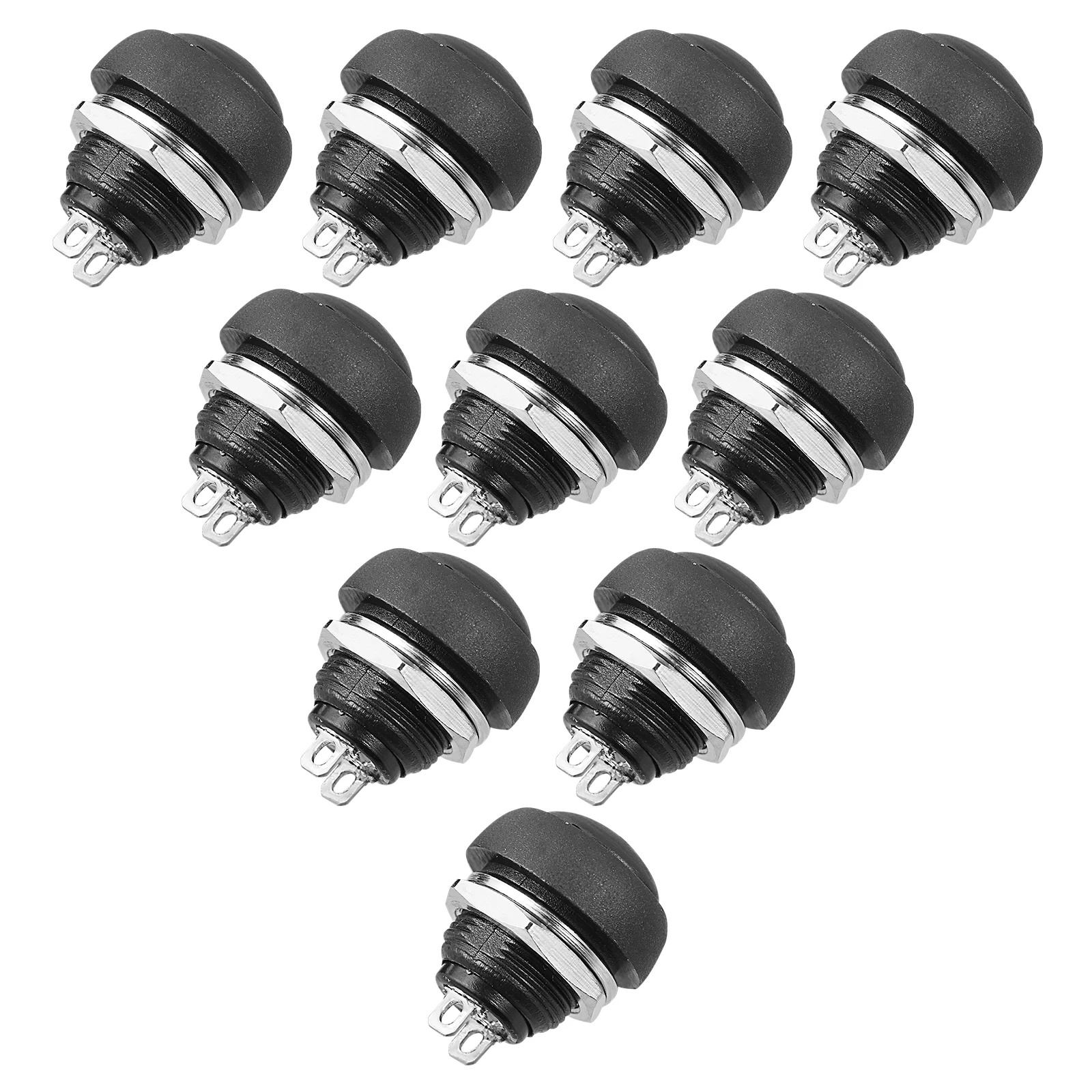 

1 Bag 10pcs Mini Round Plastic Waterproof Push Button (Black)