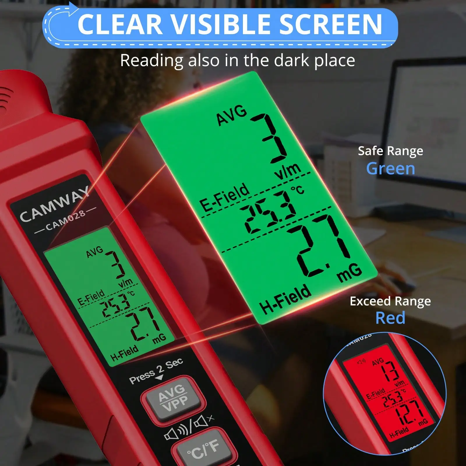 EMF Meter Digital Electromagnetic Field Radiation Detector Handheld LCD Tester Paranormal Equipment with Sound and Light Alarms 4