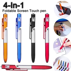 Multifunction Ballpoint Pen 4 In 1 with LED Light Fold Phone Holder Night Read Writing Pencil Office School Student Stationery