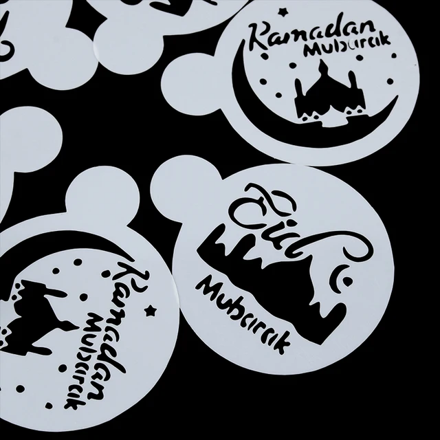 3 db Eid Ramadan Kávéfőzde Spray -Sablonok Penész Otthoni Konyhai Torta Dekorációs Eszközök Mubarak Fesztivál Party Kellékek - Image 6