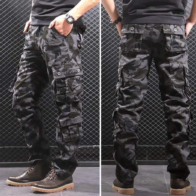 Pants Men Cargo Trousers Mens Casual Multi Pockets Militarmy Overall Outdoors Loose Long Trousers Joggers CamoTactical Pants