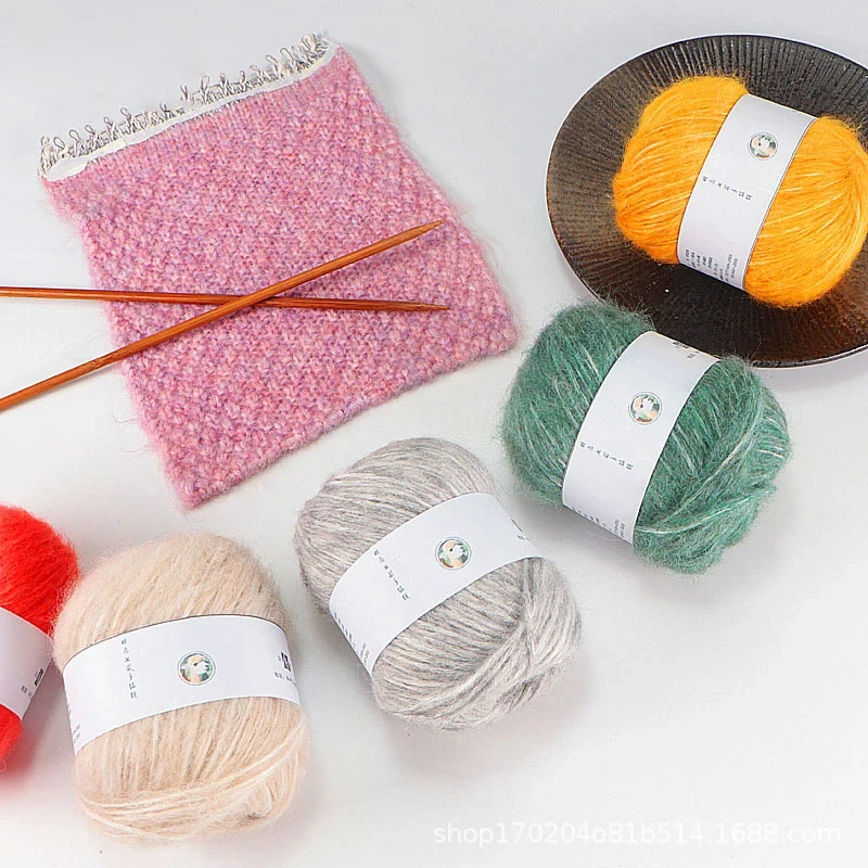 다채로운 알파카 벨벳 수제 직조 DIY 스웨터 재킷, 스레드 타이 스카프 모자, 중간 두께 실 공