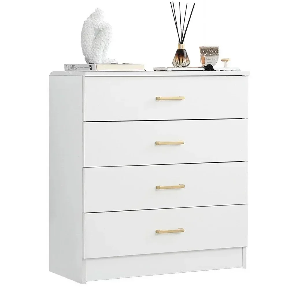 

SUGIFT 4 Drawer Wood Dressers Modern Storage Chest-White