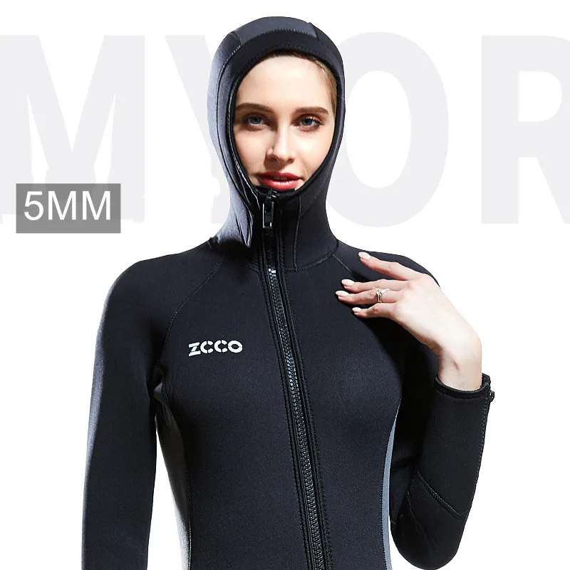 5MM Neoprene Surfing Snorkeling Kayaking WetSuit Hood For Women Scuba UnderWater Hunting Spearfishing Swim Keep Warm Diving Suit 2 5mm thicken unisex swimming cap neoprene swim thermal hood cap surfing underwater ear hat training practice swimwear equipment