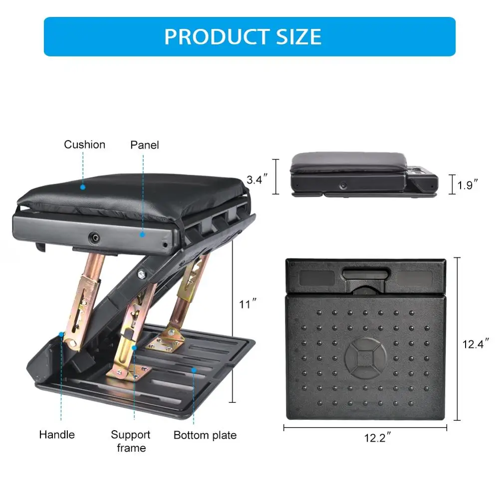 Adjustable Max-load 120lbs Footrest With Removable Soft Foot Rest Pad Stool For Car Under Desk Home Train 4-level Height Adjust