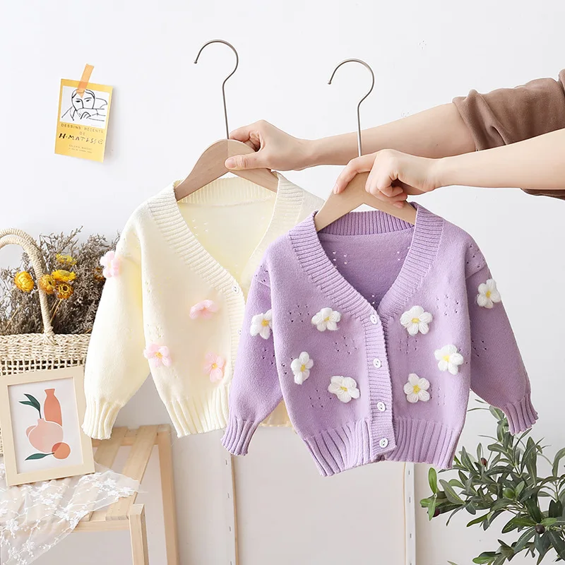 

Fashion Baby Girl Winter Clothes Flower Cardigan for Girl Knitted Sweater Soft Autumn Children Girl Baby Sweater Outerwear
