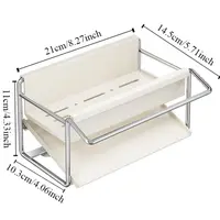 Égouttoir de cuisine en acier au carbone/inox, auto-drainant, gain de place, support pour liquide vaisselle, plateau d'égouttage automatique, support à éponge à ventouse 6