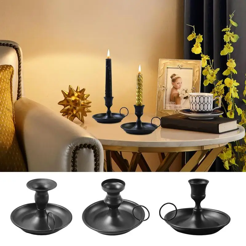 

Iron Candle Holder Metal Candlesticks Holder Romantic Atmosphere Tabletop Ornaments for Coffee Table Dining Table Bedside Table