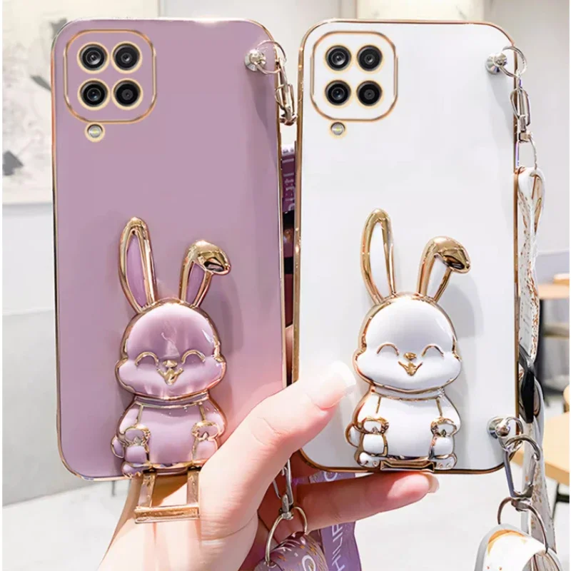Sleek Crossbody Lanyard Rabbit Plating Case - Enhanced Protection