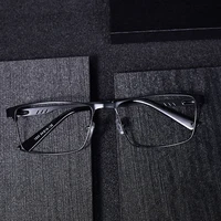 Lunettes de lecture Anti-lumière bleue pour hommes, grand cadre en métal, loupe, lentille presbytie, dioptrie + 0.75 + 100 + 125 3