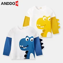 Camiseta de manga larga con dibujos de dinosaurios para niño, ropa de primavera, 2T 7T, Anime