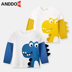 2t 7t menino roupas t novo dinossauro dos desenhos animados roupas de primavera para crianças crianças camiseta de manga longa com anime meninos topos