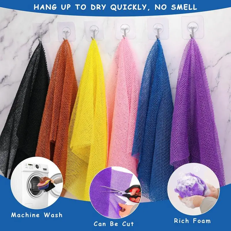African Net Cloth Reusable Net Sponge Body Exfoliator Reusable Bath Sponge Washcloth African Scrubbing Long Net Rag Shower 5