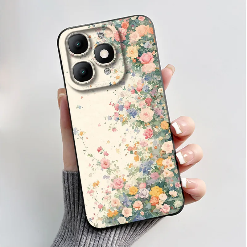 Luxury Fashion Black Soft TPU Silicone Case with Floral and Butterfly Design