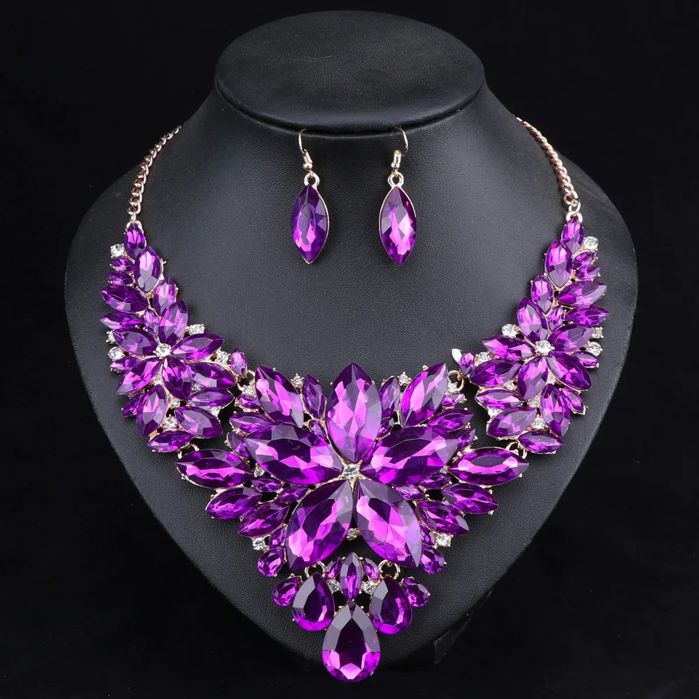 Fashion Crystal Jewelry Sets Bridal Necklace Earrings Sets Wedding Party Jewelery Dress Jewellery Decoration Accessories bridal jewelry sets,crystal jewelry sets