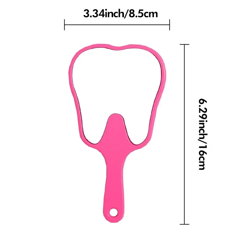1PC Tooth Shaped Handheld Mirror Cute Makeup Mirror Hand Held Dental Mirrors With Handle High Definition Hand