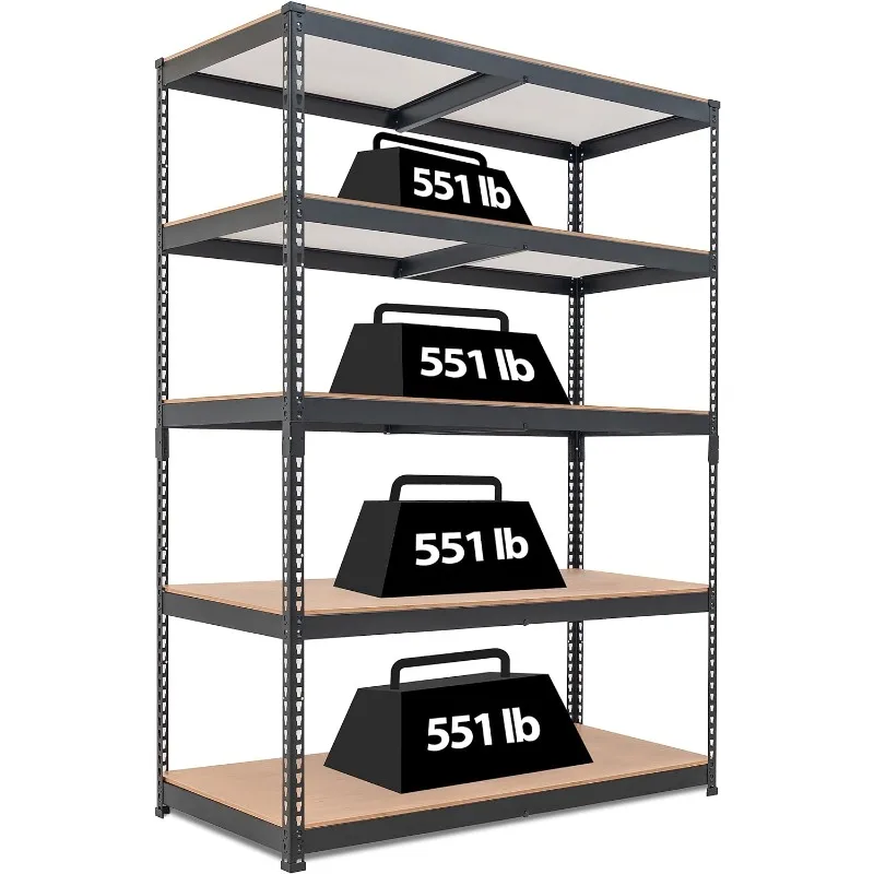 

5 Tier Heavy Garage Storage, Adjustable Wide Size Metal Shelving, Multipurpose Shelf Shed Warehouse 47.7"W x 24.1"D x 71.3"H