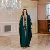 Eid Muslim 2 Piece Set Women Embroidery Dresses Open Abaya Suit Jalabiya Ramadan Dubai Kaftan Party Vestidos Cardigan Robe 6
