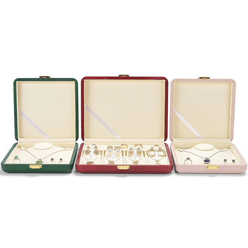 Jewelry box high-grade leather ring earring earring necklace storage box multi-functional jewelry box jewelry display stand