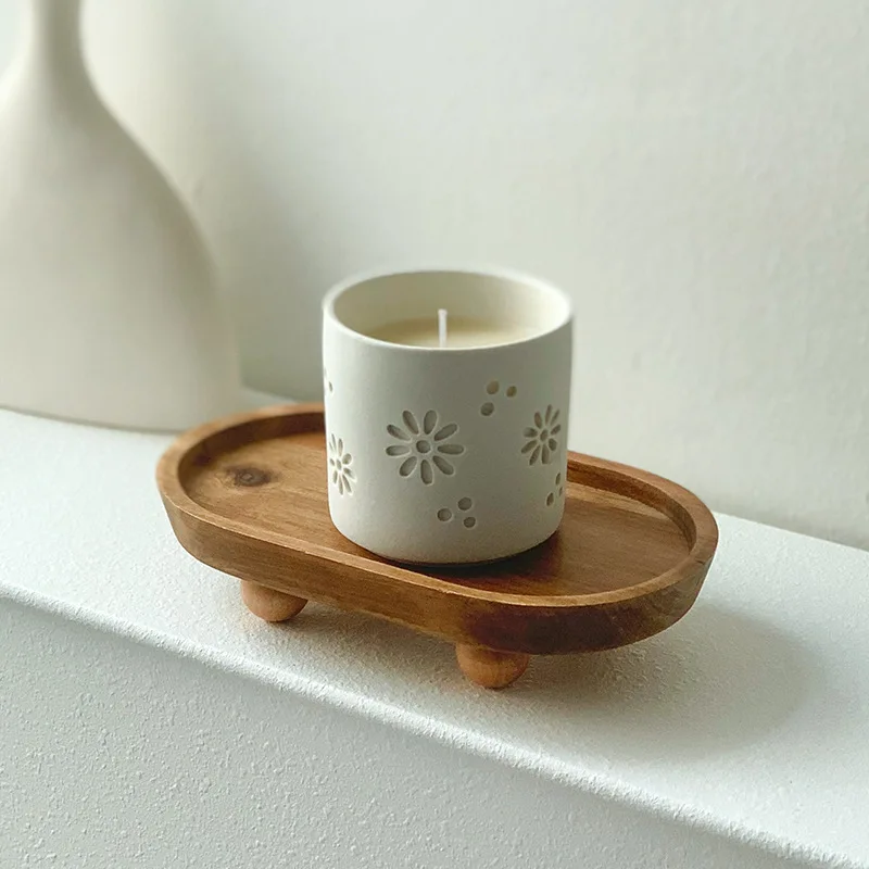 Elegant Wooden Pedestal Tray 2