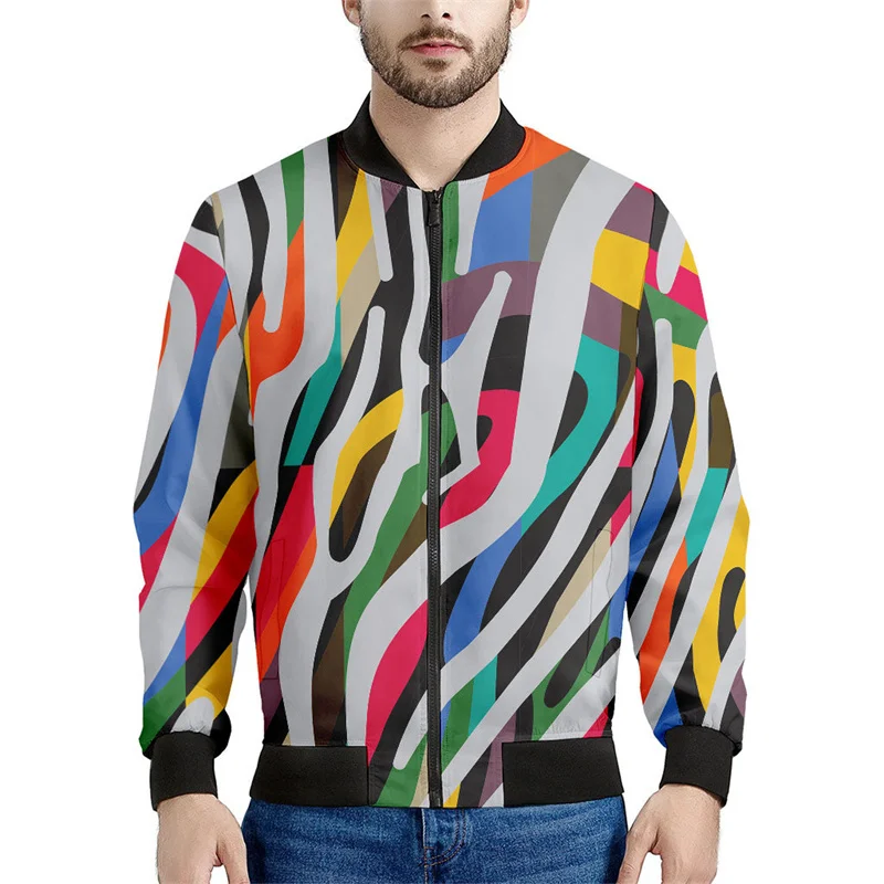 thumbnail image 1 of Chaqueta con estampado de cebra abstracto en 3D, ropa para hombre, sudadera con estampado de flores, chaquetas bomber informales con cremallera para mujer, ropa de calle, abrigo, 1 of 4