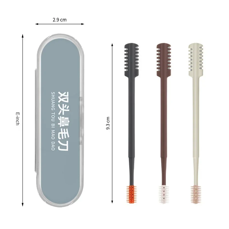 Nose Hair Trimmer Portable Manual Washable Waterproof Double Head With Storage Box 3pcs For Men And Women