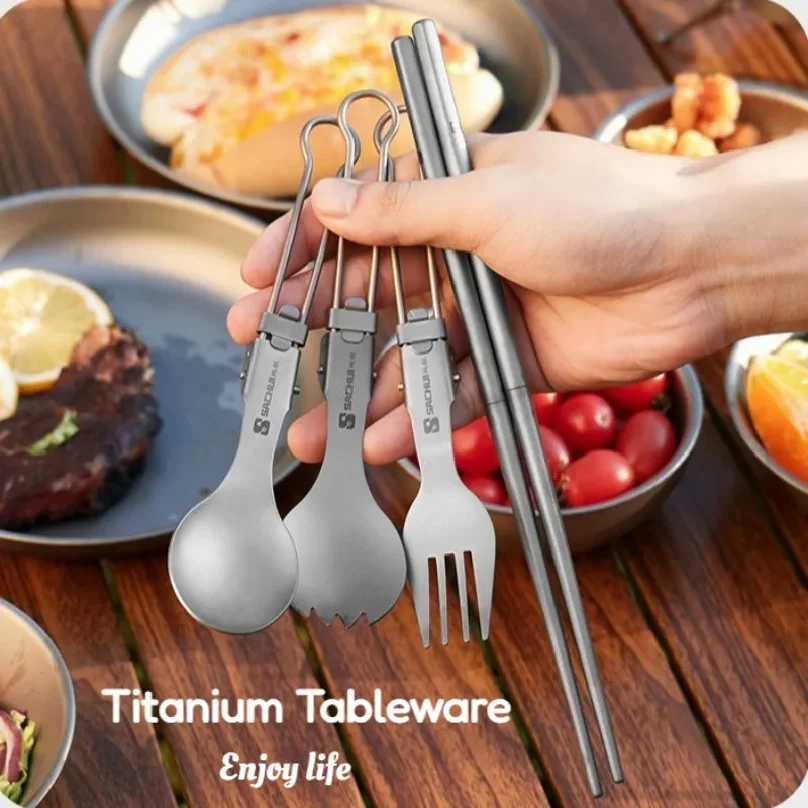 Titanium Folding Camping Cutlery Set 1