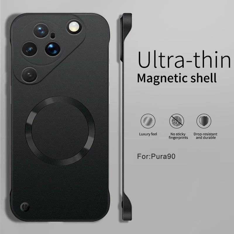 Magnetic Thin Fashion Phone Case with Hard PC Borderless Back Cover