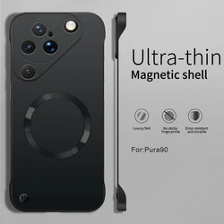 Magnetic Thin Fashion Phone Case with Hard PC Borderless Back Cover for Huawei P50E (Black)